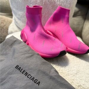 Kids Balenciaga Speed Sock Sneakers - Pink - Neon Pink - Size 13/1 Brand New